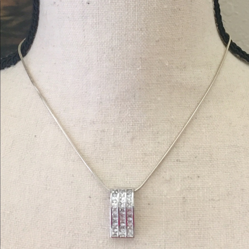 Sterling Silver & Simulated Diamond Necklace